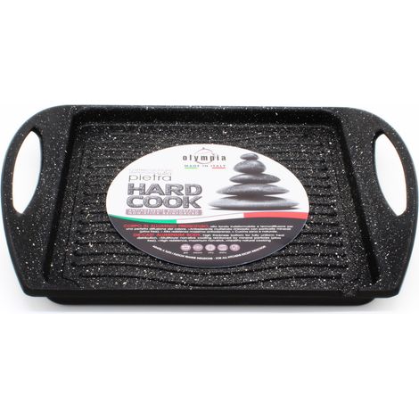 Vassoio Grill Quadrato Antiaderente 2 Maniglie 25x25 cm Olympia Hard Cook (1/4)