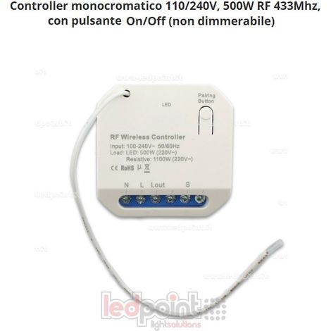 CONTROLLER RICEVITORE 220V PER INTERRUTTORI E PULSANTI CINETICI D'ARMADIO