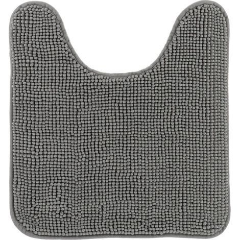 Alfombrilla para el inodoro de microfibra con motivo de bolas, lisas, 45 x 50 cm - gris - Tendance (1/4)