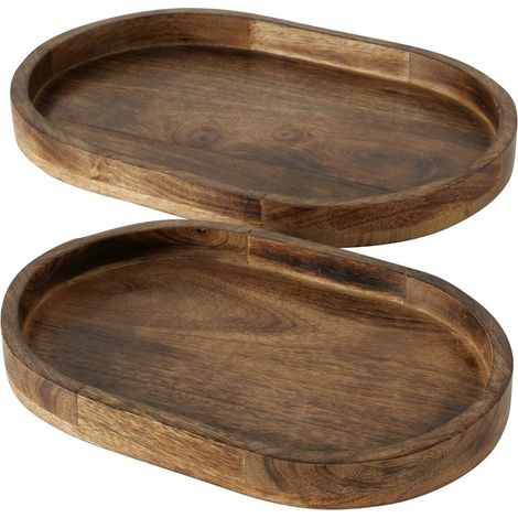 Dekoratives Tablett OVOLIO aus Mangoholz, 2er-Set