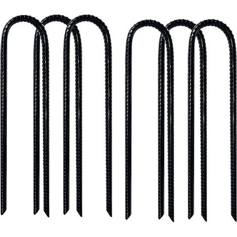 Set da 6 picchetti a U 8 mm per teli pacciamatura – fissaggio per pacciamatura, recinzioni, tende, tende da sole, campeggio, trampolini (1/4)