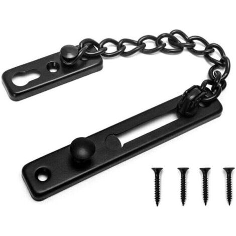 Pair Chaînes de Porte de Sécurité Verrou de Porte Coulissant avec Vis pour Famille Hôtel Appartement Noir (1/4)