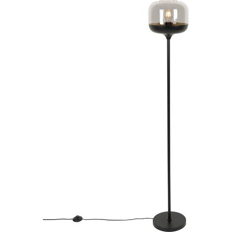 Design-Stehleuchte schwarz mit Gold und Rauchglas – Kyan
