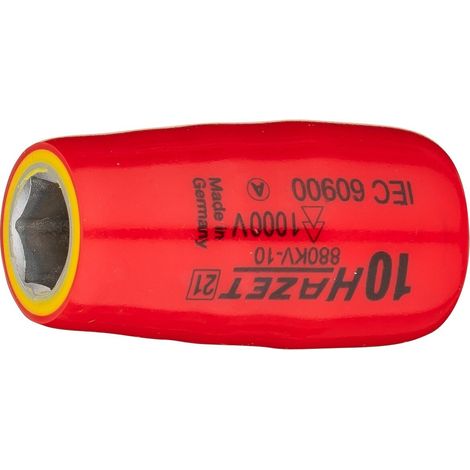 Hazet Steckschlüsseleinsatz, schutzisoliert 3/8 (10 mm) Vierkant hohl, Außen Sechskant-Tractionsprofil, SW 10 mm (1/5)