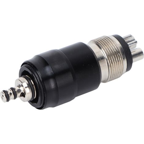 Adaptateur pièce à main dentaire 4 trous, haute vitesse, inox résistant à la rouille, raccord acier chirurgical pour turbine, compatible angle droit, stérilisable, usage pro. (1/5)