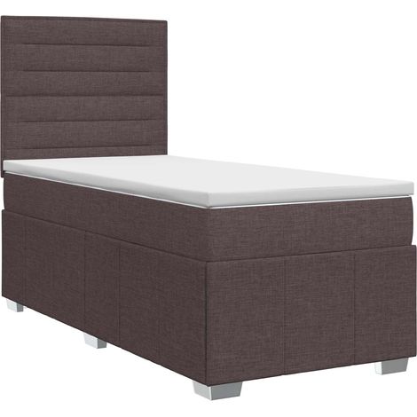 Cama box spring con colchón Marrón Oscuro 100 x 200 cm Tela vidaXL (1/5)