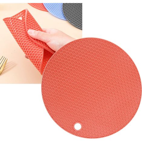 Tapis de cuisine rond en silicone antidérapant et résistant à la chaleur, 17 cm de diamètre, pour plan de travail. (1/5)