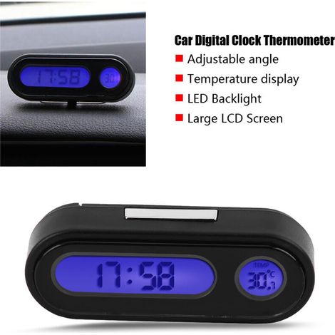 Auto-Thermometer, Voltmeter, Uhr, 2-in-1-Mini-Elektronik-LED-Digitaluhr, Thermometer, Voltmeter für den Autoinnenraum (1/5)