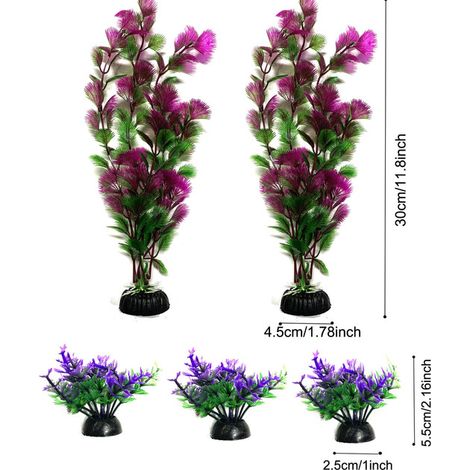 Plantes d'Aquarium Artificielles en Plastique Décoration pour Aquarium Grand Ensemble d'Ornements de Bassin de Poissons (1/5)