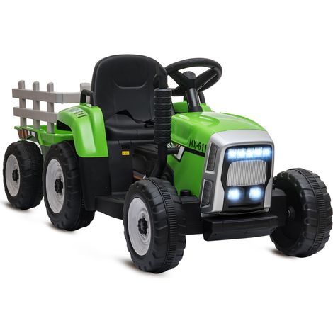 Elektrischen Kinderauto, Kinder-Traktor, inkl. Eltern-Fernbedienung, max. Geschwindigkeit von 6 km/h, Grün + Schwarz
