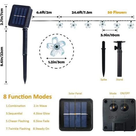 Guirlande Lumineuse Sapin Noël, EAAERR 50 LED Guirlande Lumineuse en forme de fleu de cerisier - 8 modes Guirlande Lumineuse E[494] (1/4)