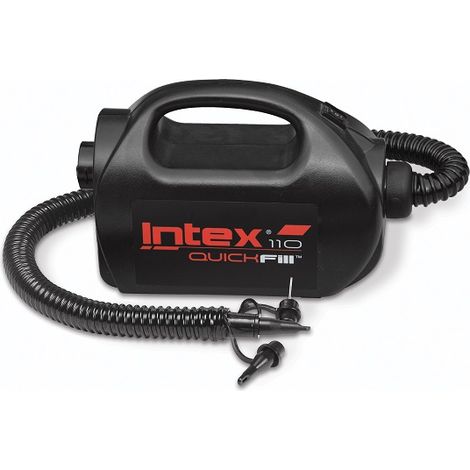 Intex – Gonfleur électrique compresseur 12V/220V – Pression maximale 12 PSI – Débit 400 L/min – 3 embouts adaptables – Gonflage/dégonflage rapide