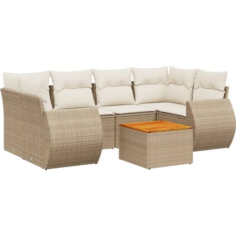 Set Divani da Giardino 7 pz con Cuscini Beige in Polyrattan vidaXL (1/5)