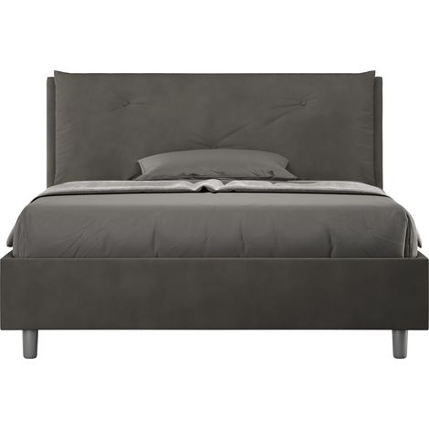 Letto Matrimoniale Francese 140x200 cm Senza Rete Imbottito in Microfibra Appia Large Grigio (1/5)