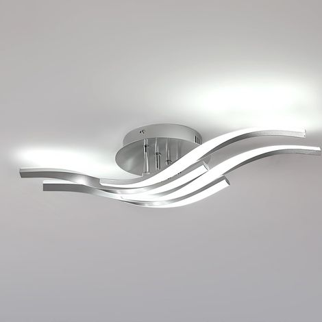 LED Ceiling Light, 32W 3600LM Modern Wavy Design, Interior Chandelier for Living Room, Hallway, Kitchen, Bedroom, Cool White 6500K, Silver, 60 cm (1/5)