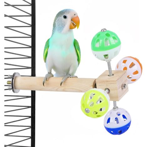 Perchoir pour oiseaux avec balles rotatives, jouet pour perruches, idéal pour les perruches, les calopsittes et les inséparables (NE CONVIENT PAS AUX FERMES POUR BOIS TRÈS PETITES - Éviter les retours (1/5)