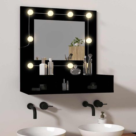 vidaXL Mobile a Specchio con LED Nero 60x31,5x62 cm (1/5)
