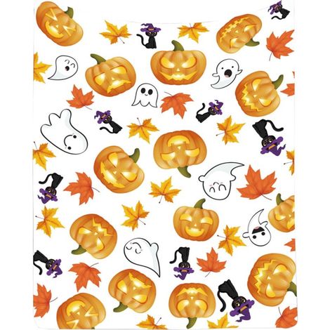 Couverture Flanelle Fantôme Halloween - 130 x 150 cm - Pour Canapé Lit Pique-Nique Camping - 1 Pièce (1/4)