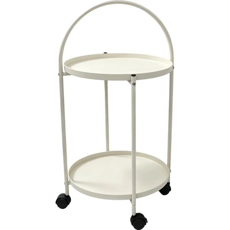 Chariot de rangement, design mobile, organisateur à deux niveaux, Blanc (1/2)