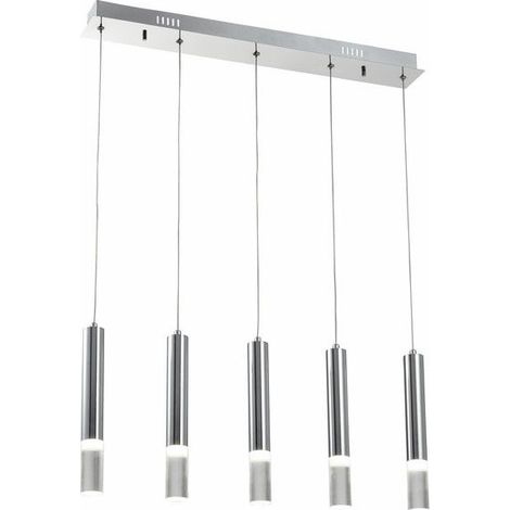 Lampada sospesa industriale Gwen LED 5 luci cromata 4000K
