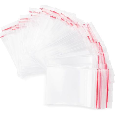 Confezione da 200 sacchetti di plastica trasparenti, 40 x 60 mm, sacchetti di plastica piccoli, sacchetti con chiusura a zip, sacchetti di plastica trasparenti richiudibili, adatti per uso alimentare (1/5)
