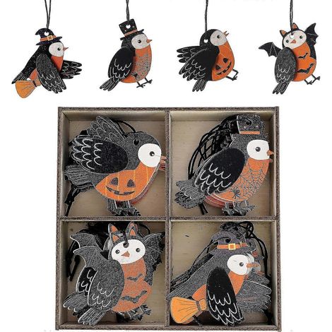 24-teiliges Set hängender Baumschmuck aus Holz – Freche Halloween-Dekoration (1/5)