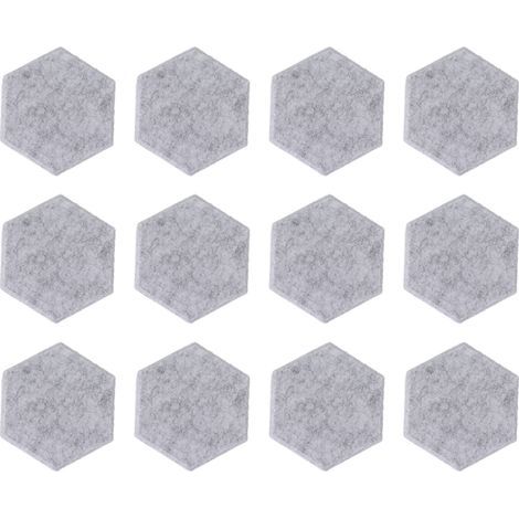 Lot de 12 panneaux acoustiques hexagonaux haute densité, insonorisants et à bords biseautés, 14 x 12 x 7 cm, gris clair (1/5)