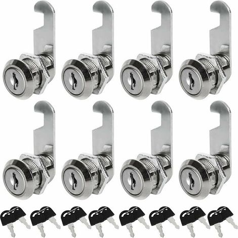 Lot de 8 Serrures Boîte aux Lettres Universelle, 30mm Serrure Armoire Metallique, Barillet Boite aux Lettres en Alliage de Zinc avec 16 Clés pour Tiroir, Armoire, Placard, Boîte aux Lettres (1/5)