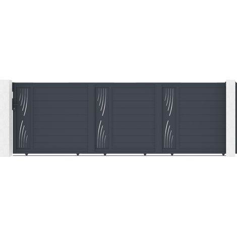 Puerta corredera 5m VELETA H.160 aluminio gris (1/5)