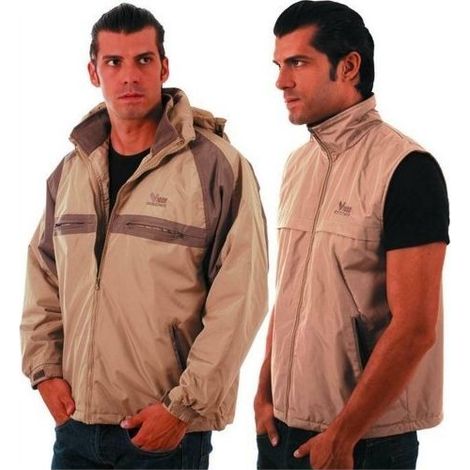 Vigor Blinky Anorak Giaccone 3 in 1 Microfibra Impermeabile Interno Gilet Pile Cappuccio Staccabile Taglia XXL colore Beige