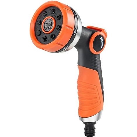 Limpiadora de alta presión para mangueras de jardín, boquilla tipo 8 con control de flujo de agua ajustable para lavado de autos y jardín - naranja (1/4)
