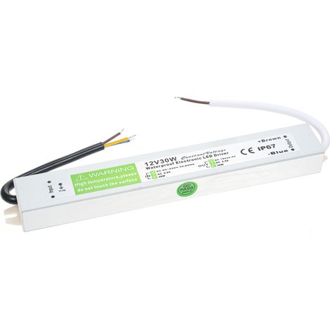 Alimentation LED étanche IP67, transformateur adaptateur secteur 90-250 V CA vers 12 V CC 30 W basse tension pour ruban LED, caisson lumineux extérieur, enseigne lumineuse (1/5)