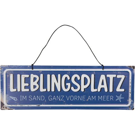 Plaque de Texte en Métal Bleu Panneau Décoratif et Signalétique pour Mur 30x10 cm - PANGIVO
