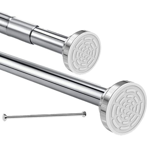 1 - Tringle de douche télescopique - Acier inoxydable - Réglable 120x215 cm - Support rideau sans perçage - Salle de bain Cuisine Balcon - Argent