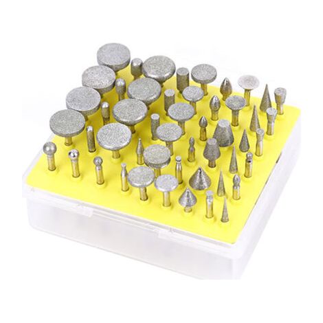 50 pièces/ensemble foret diamant jeu de fraises tête de meulage pour outil rotatif artisanat roches marbre porcelaine fabrication de bijoux à la main gravure lapidaire avec boîte de rangement (1/5)