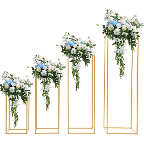 Ensemble de stand à fleurs, design élégant, décoration personnalisable, Or (1/2)