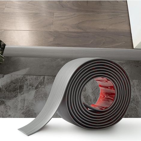 Selbstklebende Übergangsleiste – 1,2 m – Graue Holzoptik (PVC) – Wasserdichter Bodenübergang – Küche, Wohnzimmer, Badezimmer – 4 cm breit (1/5)
