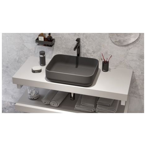 Swiss Aqua Technologies Set Aufsatzwaschbecken Infinitio 50x39 cm + Waschbecken, Schwarz matt (SATINF5039BKM-SETBP)