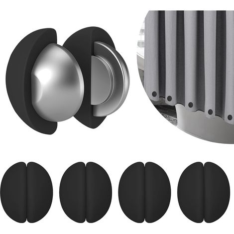 Aimants pour Rideau de Douche - Poids Anti-Flottement en Silicone, Résistants à la Rouille, Fixation Facile, Empêchent la Doublure de Bouger (Noir - 5 Paires) (1/5)