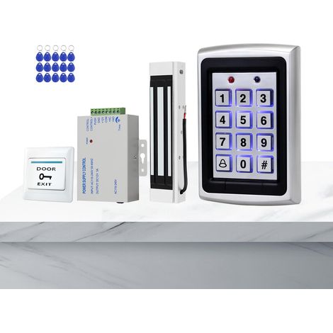 Kit complet de contrôle d'accès Système de sécurité avec serrure magnétique électrique Entrée clavier de proximité avec télécommande de proximité RFID x15 Contrôle d'accès pour portes (1/5)