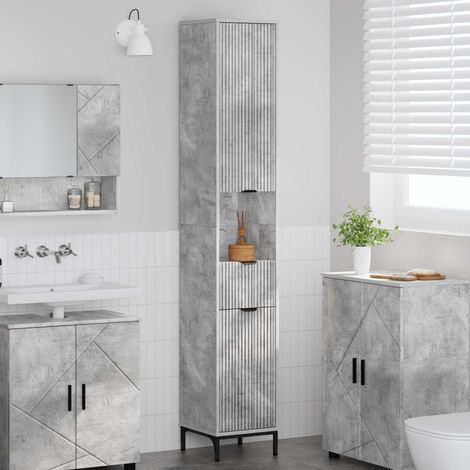 vidaXL Cabinet de salle de bain Gris béton 31,5 x 33 x 190 cm (1/5)
