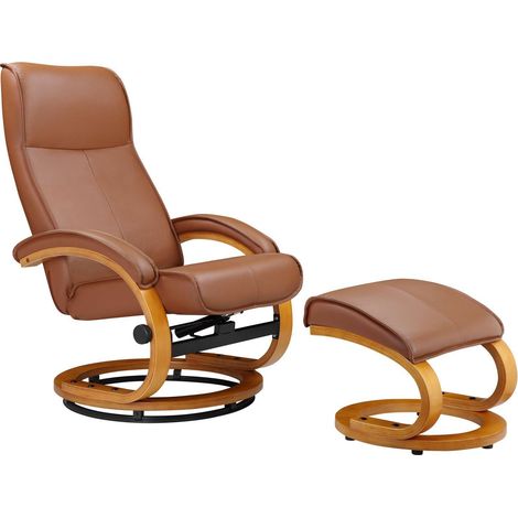 ParisFauteuil de relaxation avec tabouret en PU cognac (1/5)