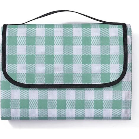 Gran Mantel de Picnic Impermeable, Adecuado para Viajes Campamentos Senderismo Fiestas Parque Césped, Verde Cuadrado, 90150cm (1/5)