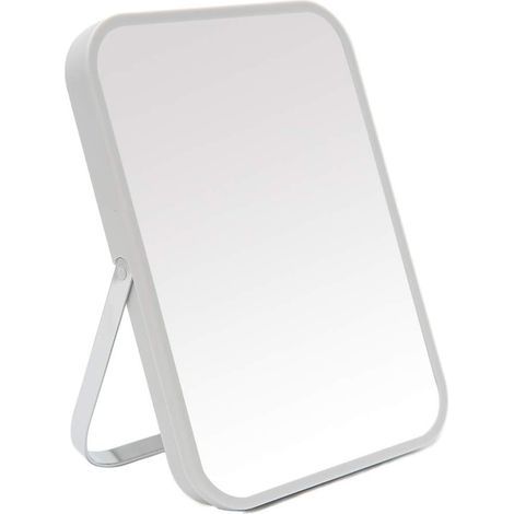 Makeup Mirror, 90° Adjustable Metal Stand, ABS Plastic and Glass, For Bathroom and Office, Gray (1/5)