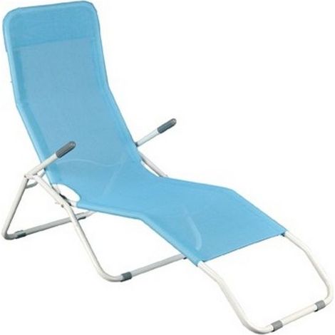 Sdraio Long Beach Pieghevole 63x180 cm in Acciaio e Textilene - Blu