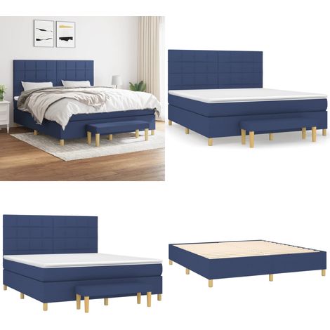 Boxspringbett mit Matratze Blau 160x200 cm Stoff - Boxspringbett - Doppelbett - Schlafraum - Blau - Bettauflage - Home & Living (1/5)