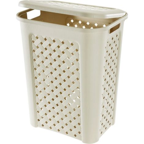 Tontarelli 2111901 Arianna Cesta Portabiancheria Traforata 30 L con Coperchio colore Angora