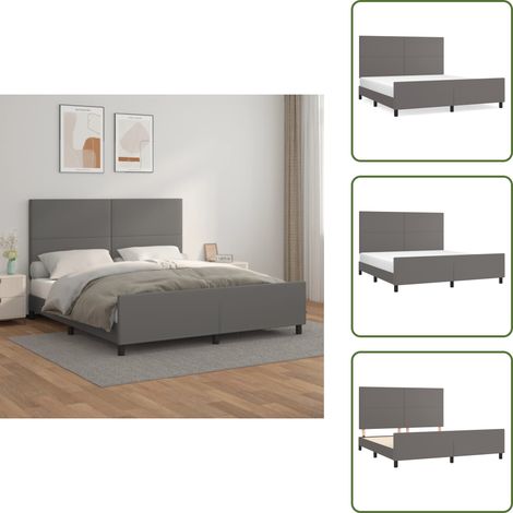 Cadre de lit sans matelas gris similicuir - Cadre De Lit - Lit Double - Literie - Meubles De Chambre - Tête De Lit Ajustable (1/5)