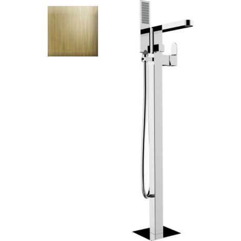 Mélangeur bain/douche avec colonnette d'alimentation par le sol et douchette flat one or brossé GILLO - BOSSINI Z00761030 (1/2)