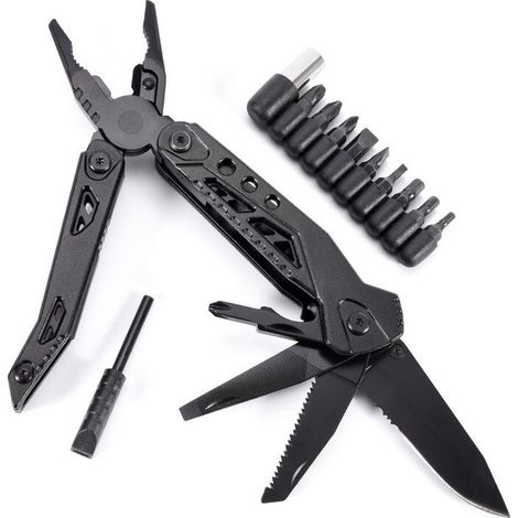 Pince Multifonction 9 En 1 Multi-outils Couteau Suisse Acier Inoxydable Couteau Pliant Camping Multitools Pour Survie En Plein Air, Randonnée, Réparation (1/4)